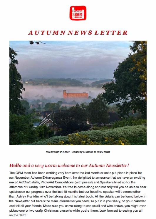 obm autumn newsletter screenshot Our Belper Mills Autumn 2023 Newsletter