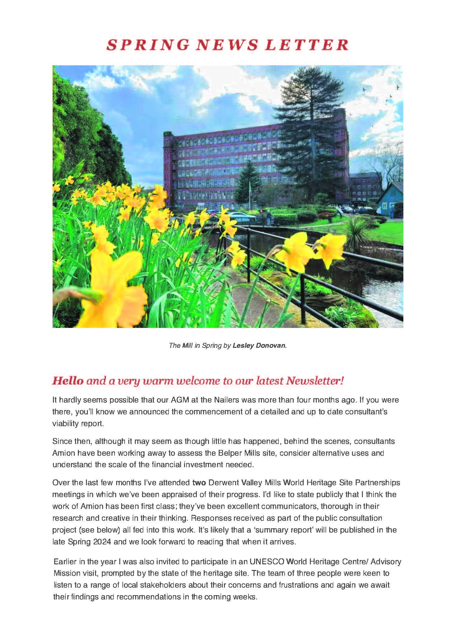 OBM Newsletter Spring 2024- cover Our Belper Mills Autumn 2023 Newsletter